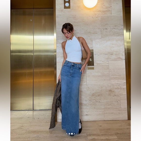 Zara Blue Denim Jeans Jean Maxi Skirt - Picture 5 of 13
